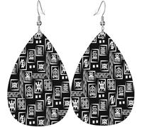 African Adinkra Ritual Symbols Birthday Women Earrings Faux Leather Dangle Eardrop Drop Earring Fashion Jewellery Gift For Wife Daughter Girlfriend Christmas