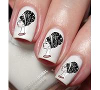 African Afro Black Woman Portrait Nail Art Decal Sticker