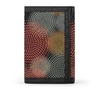 African Afro Ethnic Tribal Circles Motifs Retro Colorful Texture Trifold Wallet, Stylish Purse with Keychain, Credit Pass Case Card-Holder for Crash Bills Receipts Women Men 5 x 3.3 x 0.2 Inch