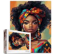 African American 1000 Piece Jigsaw Puzzles for Adult Afro Woman Black Girl Painting Jigsaw Puzzle Fashion Black Lady Model 1000 Pieces Puzzles Game Afrocentric DIY Craft Puzzle Art Wall Decor