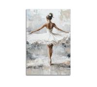 African American Ballerina Wall Art Ballet Dancer Painting Canvas Dance Room Decor Print Picture Poster for Girls Bedroom Living Room12x18inch(30x45cm)
