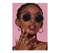 African American Beauty Lady 500 Pieces Jigsaw Puzzle 20.5x15 in, Elegant Black Woman Art Puzzle for Adults Teens, Inspirational Home Decor Gift