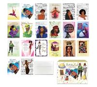 African American Birthday Cards Assortment Box - Set of 18 All Ocassion Black Greeting Cards with Envelopes - Beautiful Black Women Designs - Premium Cardstock