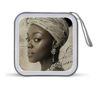 African American Black and Silver Woman CD Case Portable DVD Storage Small CD Holder Organizer for Home Travel