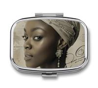 African American Black and Silver Woman Travel Pill Box Portable Pill Organizer Medical Box Pill Case Pill Container for Men Women