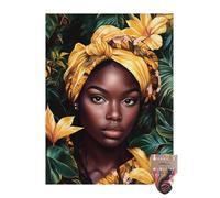 African American Black Girl 11CT Pre-Printed Cross Stitch Kits for Adults & Beginners, Pattern Needlepoint Kit Crafts for Home Decor Gifts 12x16 Inch 10162
