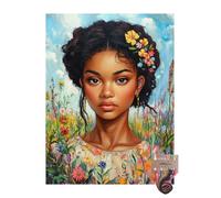 African American Black Girl 11CT Pre-Printed Cross Stitch Kits for Adults & Beginners, Pattern Needlepoint Kit Crafts for Home Decor Gifts 12x16 Inch 10165