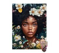 African American Black Girl 11CT Pre-Printed Cross Stitch Kits for Adults & Beginners, Pattern Needlepoint Kit Crafts for Home Decor Gifts 12x16 Inch 10166