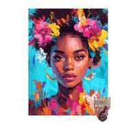 African American Black Girl 11CT Pre-Printed Cross Stitch Kits for Adults & Beginners, Pattern Needlepoint Kit Crafts for Home Decor Gifts 12x16 Inch 10167
