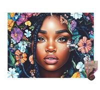 African American Black Girl 11CT Pre-Printed Cross Stitch Kits for Adults & Beginners, Pattern Needlepoint Kit Crafts for Home Decor Gifts 12x16 Inch 10202