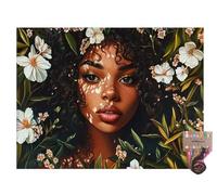 African American Black Girl 11CT Pre-Printed Cross Stitch Kits for Adults & Beginners, Pattern Needlepoint Kit Crafts for Home Decor Gifts 12x16 Inch 10203