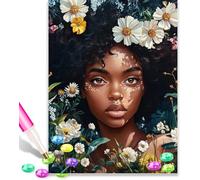 African American Black Girl 5D Diamond Art Kits Adults 12x16 Inch Diamond Art Kit for Beginners, DIY Full Drill Diamond Painting Gem Art and Crafts, for Gift Home Wall Decor 10166