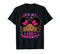 African American Black Girl 7 Year Old Its My 7th Birthday T-Shirt