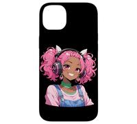 African American Black Girl Anime Manga Music Lover Kawaii Case for iPhone 14 Plus