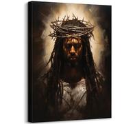 African American Black Jesus Wall Art,Christian Wall Decor,God Jesus Poster Religious Wall Decor Canvas Print Painiting for Black Men Spiritual Inspiration Gift,Framed Art