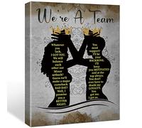 African American Black King and Queen Canvas Poster Inspirational Quote We're a Team Black Couple Picture Print Painting for Home Bedroom Wall Art Decoration 11.5 x 15 inch (Framed)