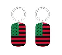 African American Black Pride Flag Personalized Metal Key Tags with Labels Keychain Stainless Steel Key Rings Signs