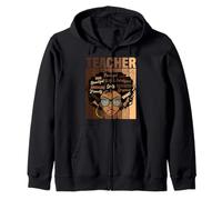 African American Black Teacher Retro Afro Zip Hoodie