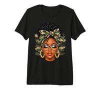 African American Black Women Camo Afro Black Girl Camouflage Premium T-Shirt