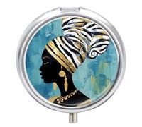 African American Black Women Pill Box 3 Compartment Small Portable Medicine Case Pill Organizer for Pocket Purse