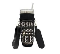 African American Expressions - Tumbler Carrier Bag with Strap for 20-40 oz Cups - Water Bottle Holder with Black Cultural Design, Phone & Wallet Pockets, Fits Stanley Tumblers (Mudcloth)