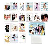 African American Greeting Cards Assortment Box - Set of 18 Cards with Envelopes - Black Birthday Cards, Encouragement, Friendship & Thank You Notes - Beautiful Black Women Designs