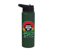 African American Heritage Juneteenth Freedom Day Sunflower Stainless Steel Insulated Water Bottle