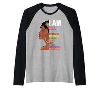 African American I Am Black Woman Magic Raglan Baseball Tee