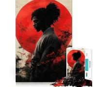 African American Japanese Samurai Silhouette Jigsaw Puzzles for Adults 1000 Piece Memory Fit Quality Print Home Game Santa Present (50x75cm)