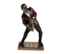 African American Jazz Band Alto Saxophone Cold Cast Bronze Statue Figurine 10 3/8 Inch Tall