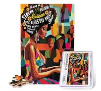African American Jigsaw Puzzles for Adults 1000 Pieces Abstract Black Women Puzzle Black Queen Playing The Piano Wooden Puzzle for Family Friends Activities Fun Games