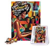 African American Jigsaw Puzzles for Adults 500 Pieces Abstract Black Women Puzzle Black Queen Playing The Piano Wooden Puzzle for Family Friends Activities Fun Games