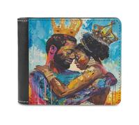 African American King Queen Couple Printed Bifold Wallet with Hidden Compartments Pocket Money and Credit Card Holder for Men Women
