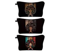 African American Makeup Bag for Purse Afro Black Cosmetic Bags for Women Inspirational Gift Small Funny Cosmetics Pouch Travel Bag Cases for Toiletries Accessories Organizer, Afro -3 Pack-06, Toiletry