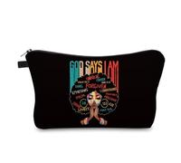 African American Makeup Bag for Purse Afro Black Cosmetic Bags for Women Inspirational Gift Small Funny Cosmetics Pouch Travel Bag Cases for Toiletries Accessories Organizer, Afro -72005, Toiletry Bag