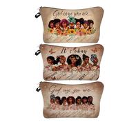 African American Makeup Bag for Purse Afro Black Cosmetic Bags for Women Inspirational Gift Small Funny Cosmetics Pouch Travel Bag Cases for Toiletries Accessories Organizer, Afro -3 Pack-05, Toiletry