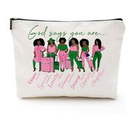 African American Makeup Bag for Purse Canvas Afro Black Women Cosmetic Bags Inspirational Gift Small Funny Cosmetics Pouch Travel Cases for Toiletries Accessories Organizer, Sorority Gift-13
