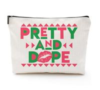 African American Makeup Bag for Purse Canvas Afro Black Women Cosmetic Bags Inspirational Gift Small Funny Cosmetics Pouch Travel Cases for Toiletries Accessories Organizer, Sorority Gift-09
