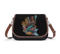 African American Mermaid Coral Travel Crossbody Bags for Women Shoulder Handbags with Adjustable Strap Satchel Purse