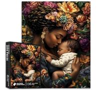African American Mother Hugging her Baby 1000 Piece Jigsaw Puzzles for Adults Mother's Day Puzzles 20×27 Inches Colorful DIY Puzzles for Home Decoration Gifts Family Puzzle Perfect for Game Nights