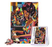 African American Puzzles for Adults 1000 Pieces Playing Piano Musical Magic Women Bohemian Style Art Gifts for Women for Family Friends Activities Fun Games