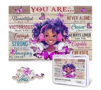 African American Puzzles for Adults 1000PCS Afro Black Women Jigsaw Puzzles You are Inspirational Quotes Bible Verse Wooden Puzzle for Family Activities Fun Games