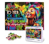 African American Puzzles for Adults 500 Pieces Inspirational Black Girl Jigsaw Puzzles for Adults Colorful Afro Black Woman Wooden Puzzle for Fun Family Game Motivational Toy Educational Intellectual