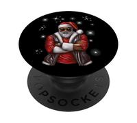 African American Santa Christmas Pajama Cool Black PopSockets Adhesive PopGrip