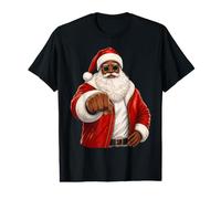 African American Santa Claus Fist Bump Cool Christmas Style Value Graphic T-Shirt