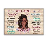 African American Wall Art, Black Art Wall Decor, 16x24 Inch Unframed, African American Positive Affirmations Quotes Wall Art Decor Poster for Black Women Girls Bedroom Living Room Wall Art Decor