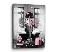 African American Wall Art Black Girl In Bathtub Reading Bathroom Decor Canvas Wall Decor Poster Prints Modern African Women Pictures Framed Artwork For Bathroom Living Room 16"X20"