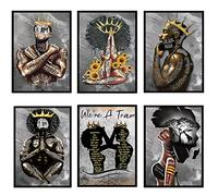 African American Wall Art Kings and Queens Black Men Girls Women Canvas Pictures Posters Prints Wall Decor for Living Room Bedrooms Bathrooms Home Decorations