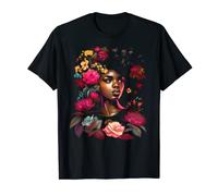 African American Woman Black Girl With Flowers Art Graphic T-Shirt