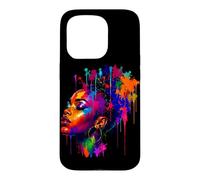 African American Woman Color Painted Face Dripping Colors Case for iPhone 15 Pro